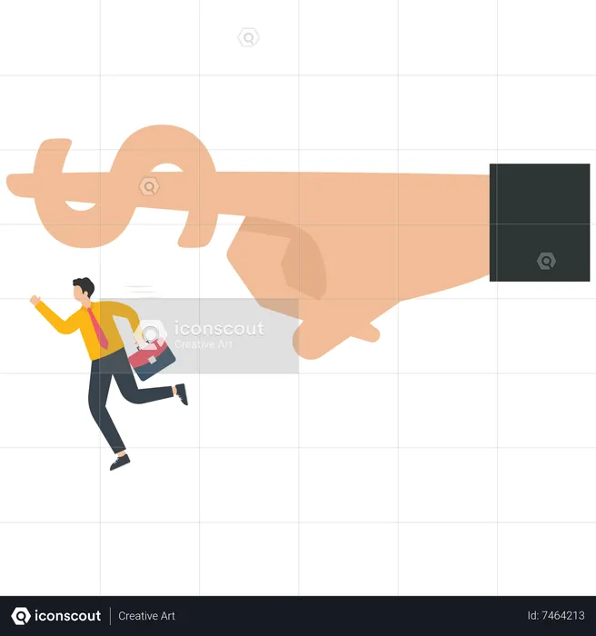 Businessman runs in the direction of the guide  Illustration