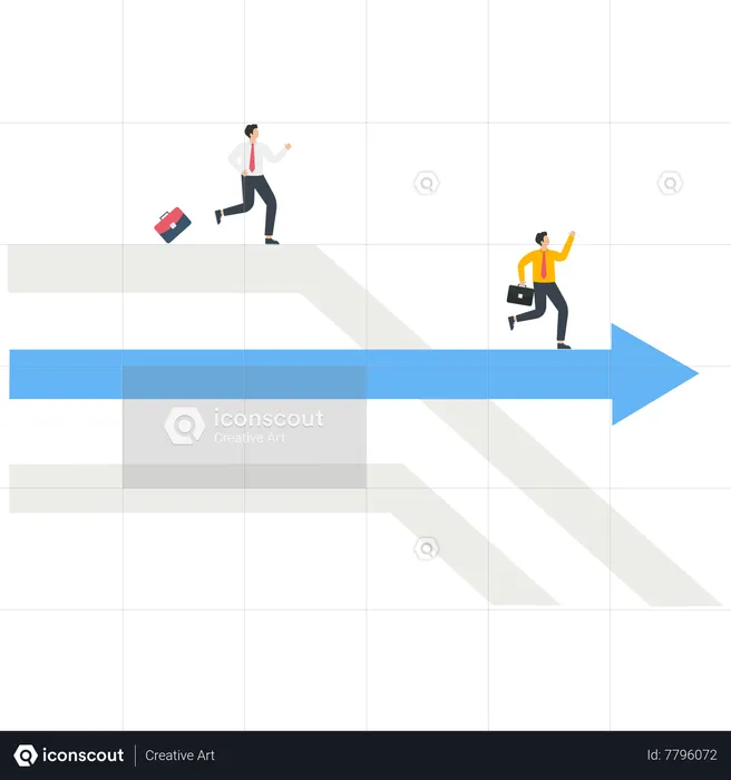 Businessman runs on a growth arrow  Illustration