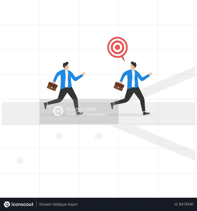 Businessman runs towards target  Illustration