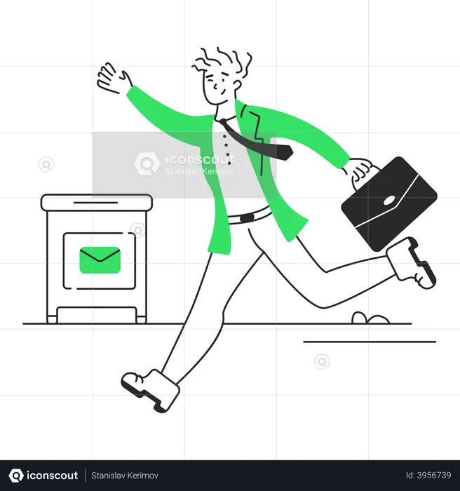 Businessman rushing to work  Illustration