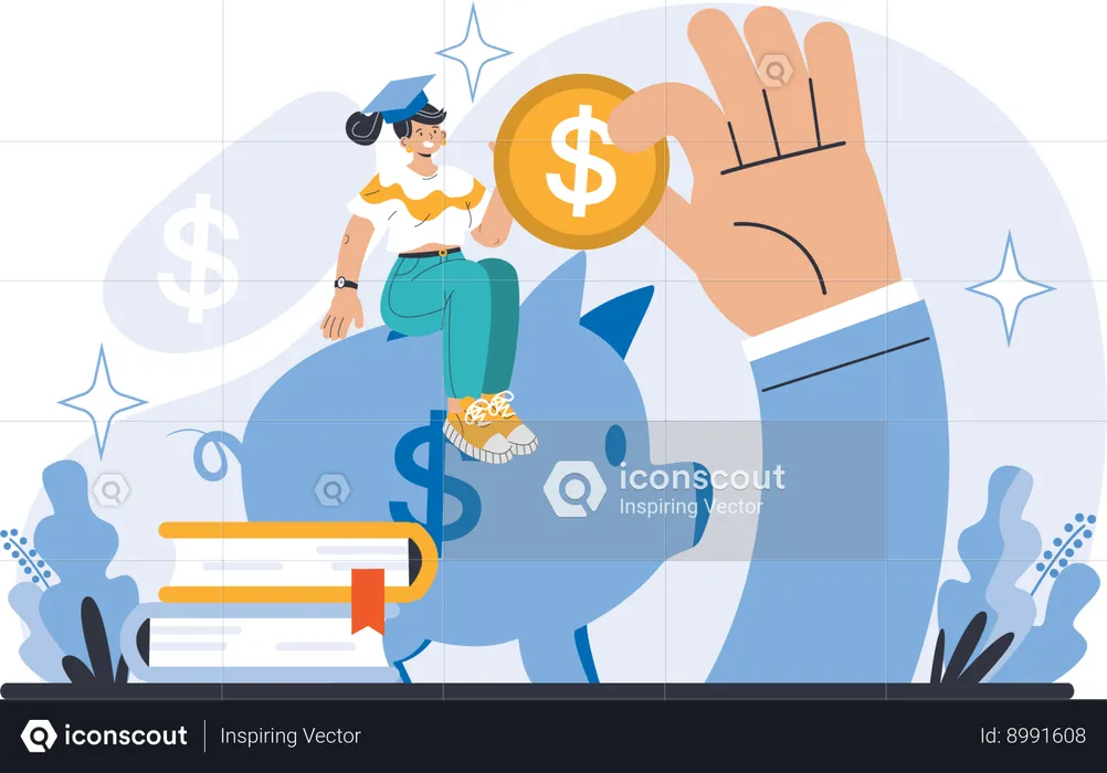 Businessman saves his money  Illustration