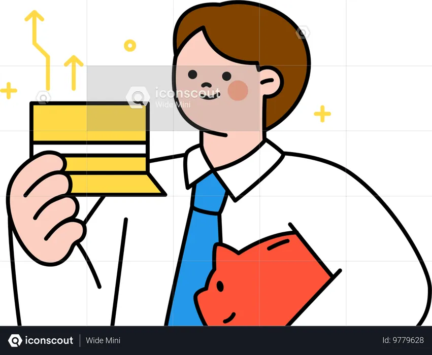 Businessman saves money in wallet  Illustration