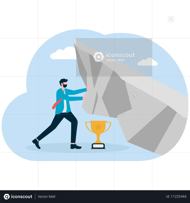 Businessman saving business trophy  Illustration