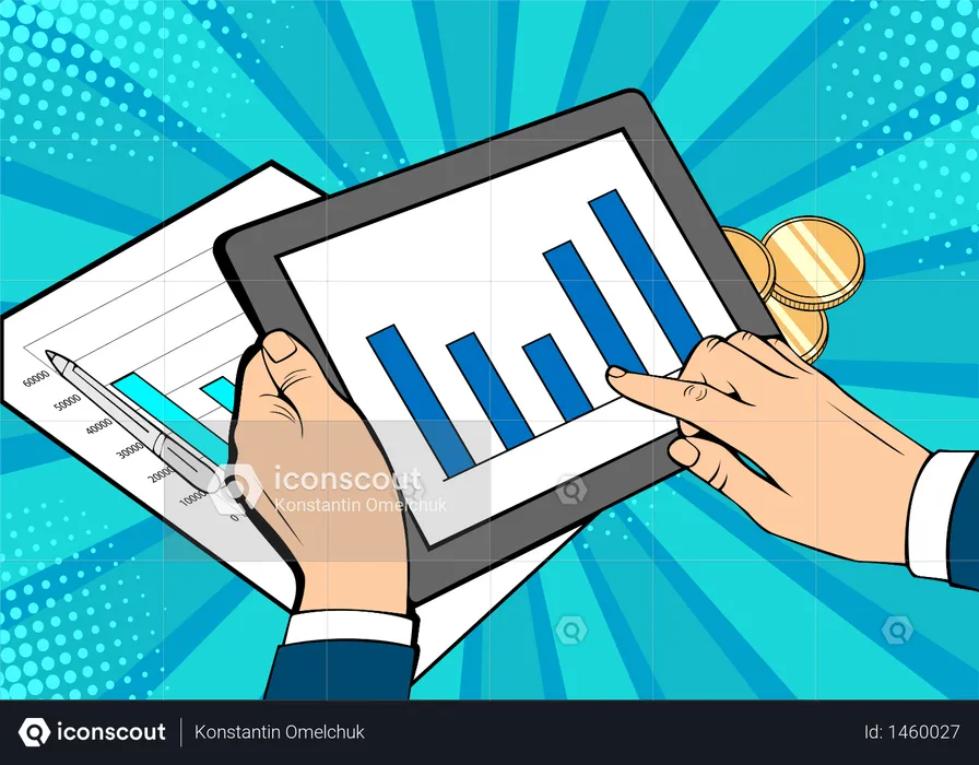 Businessman schedule growth tablet launch  Illustration
