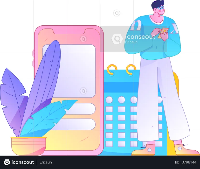 Businessman schedules online meeting  Illustration