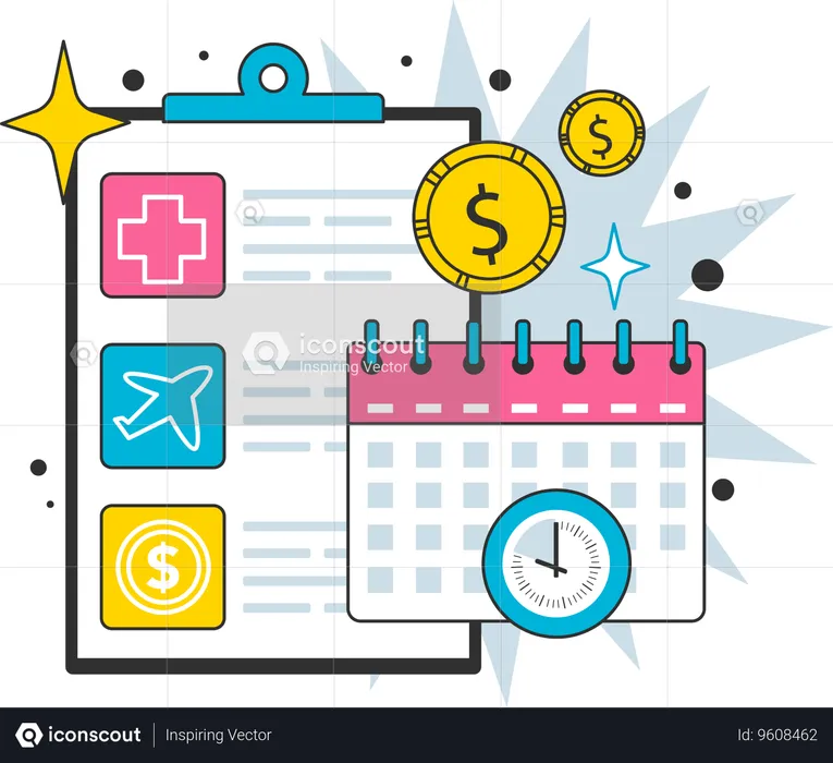 Businessman scheduling deadlines for business work  Illustration