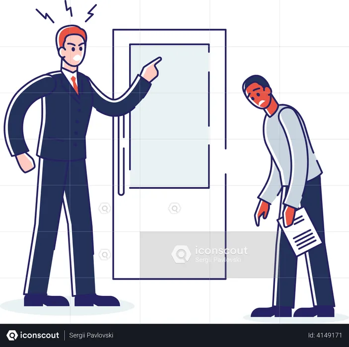 Businessman scolding employee due to incomplete work  Illustration