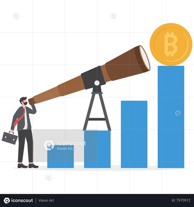 Businessman search for a new growth currency  Illustration