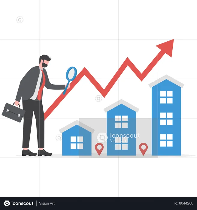 Businessman search for housing investment opportunity  Illustration