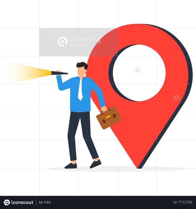 Businessman search with map location pin  Illustration