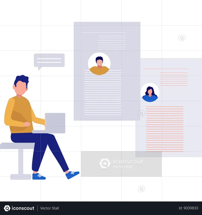 Businessman searches new employee  Illustration