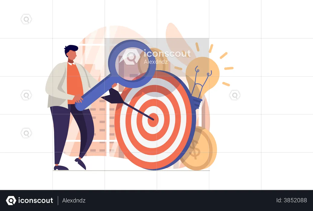 Businessman searching for business goal  Illustration