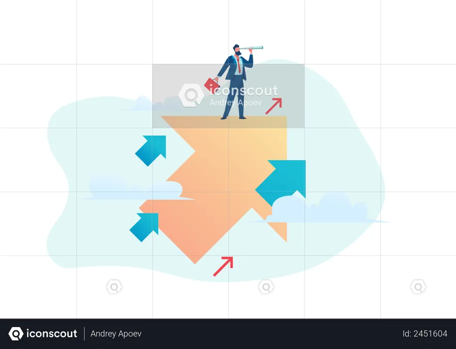Businessman searching for business growth  Illustration