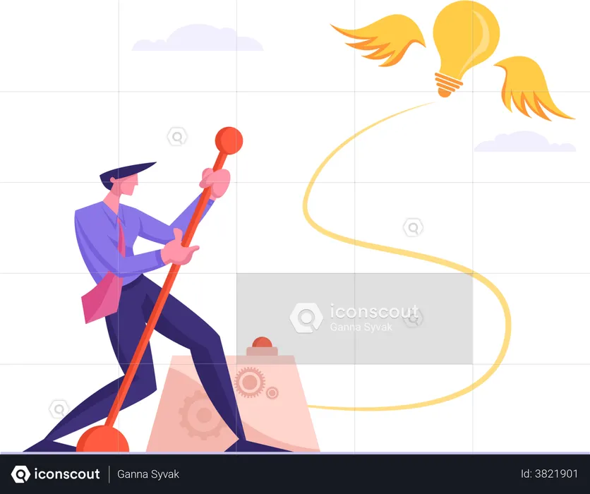 Businessman searching for business idea  Illustration