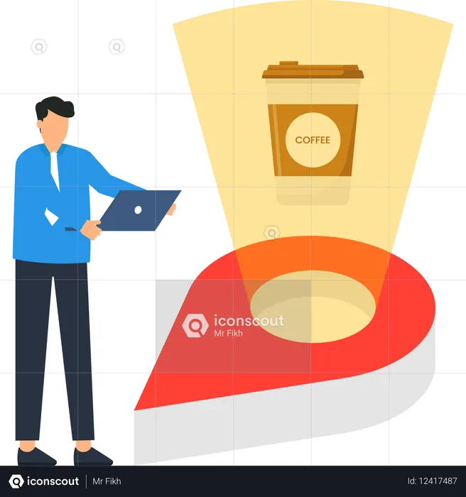 Businessman searching for business location  Illustration