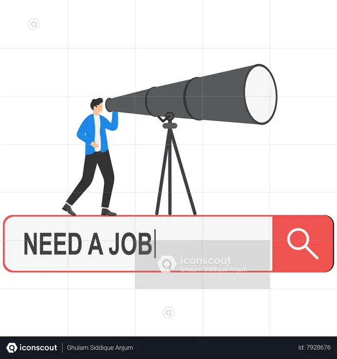 Businessman searching for his desired job with monocular  Illustration