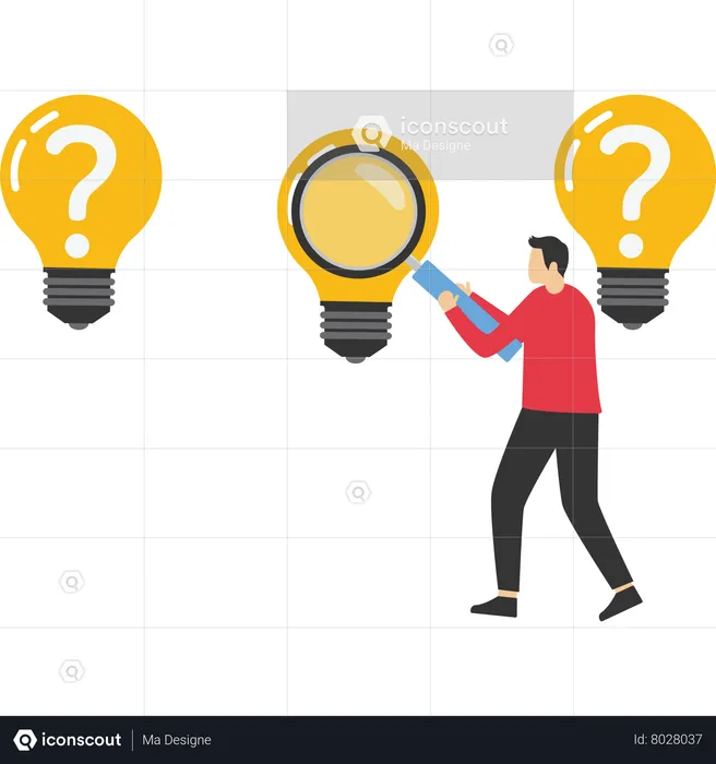 Businessman searching for ideas that shine brightly  Illustration