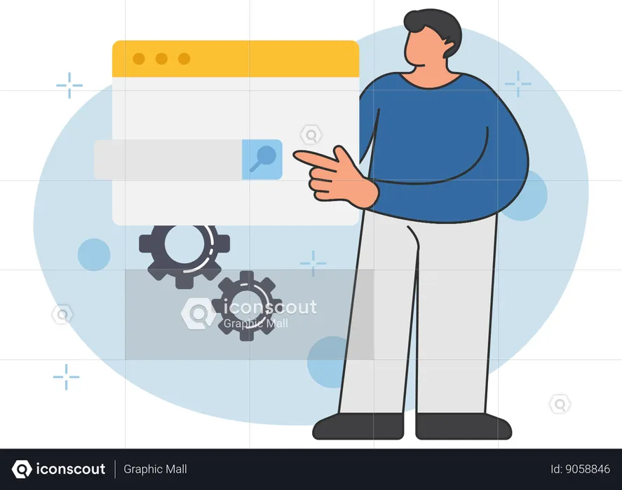 Businessman searching on search engine  Illustration