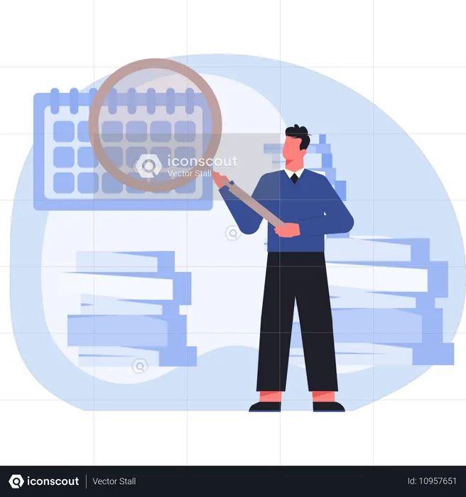 Businessman searching reminder calendar  Illustration