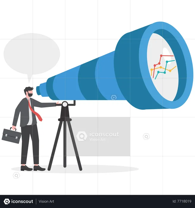 Businessman searching with telescope  Illustration