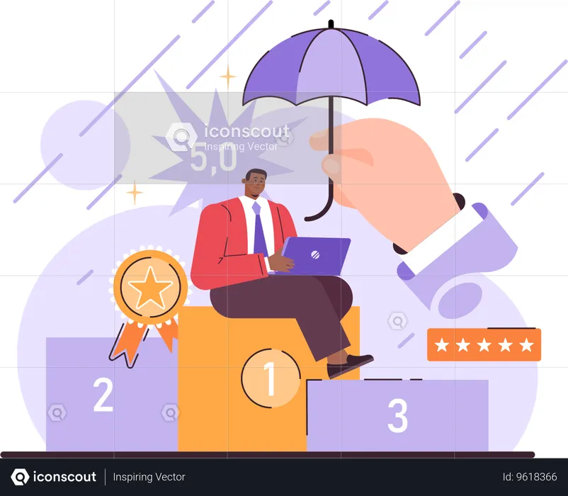 Businessman secures his first position  Illustration