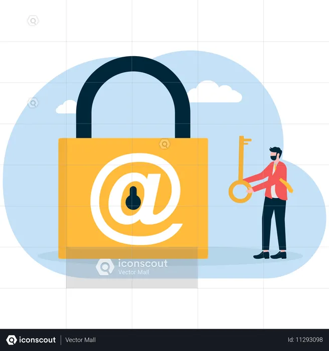 Businessman securing business mails  Illustration