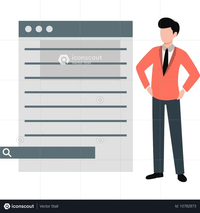 Businessman seeing website search bar  Illustration