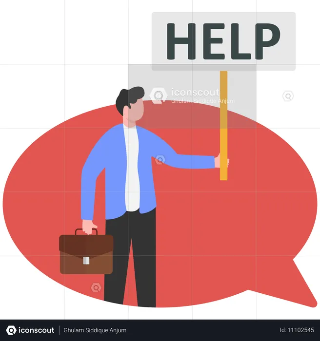 Businessman seeking help in a crisis  Illustration