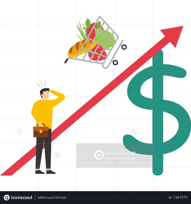 Businessman sees rising inflation  Illustration