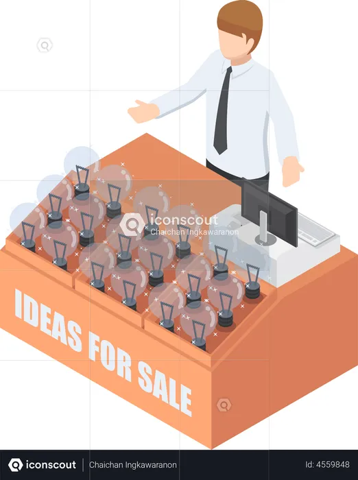 Businessman selling ideas  Illustration