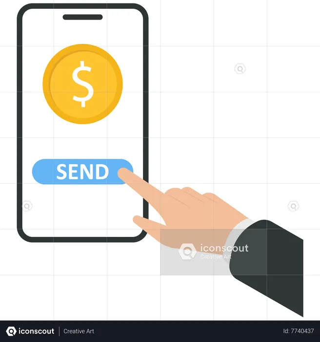 Businessman send US currency by mobile phone  Illustration