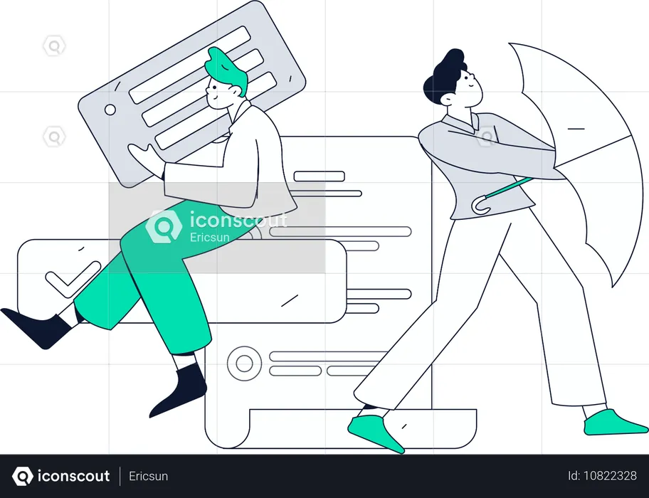 Businessman sending client emails  Illustration