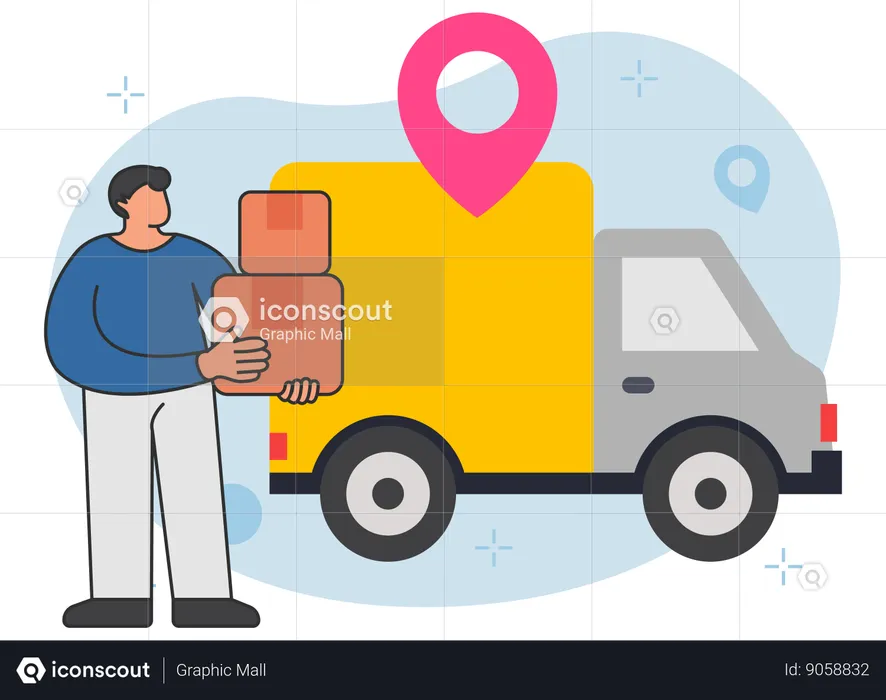 Businessman sending delivery package  Illustration