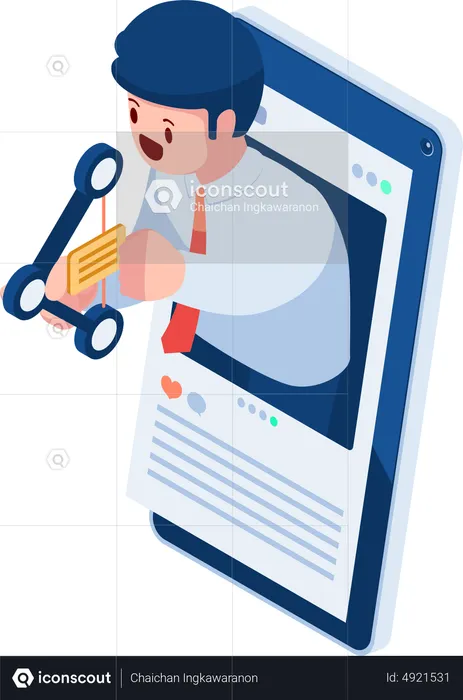 Businessman Sending Message by Share Icon Arrow  Illustration