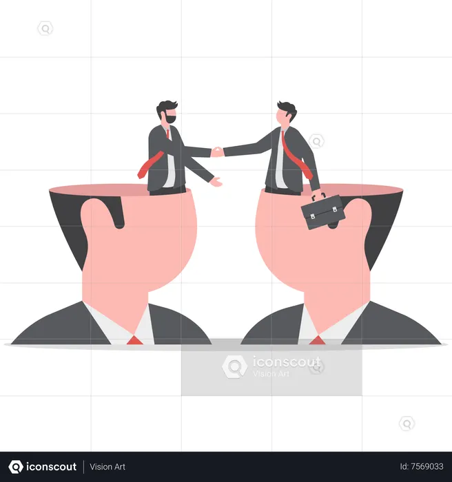 Businessman shaking hand from heads for agreement  Illustration