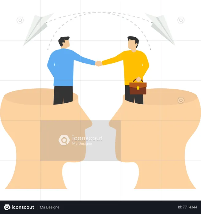 Businessman shaking hands from head for deal  Illustration