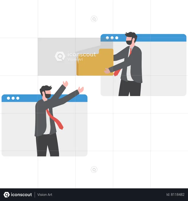 Businessman sharing folder online  Illustration