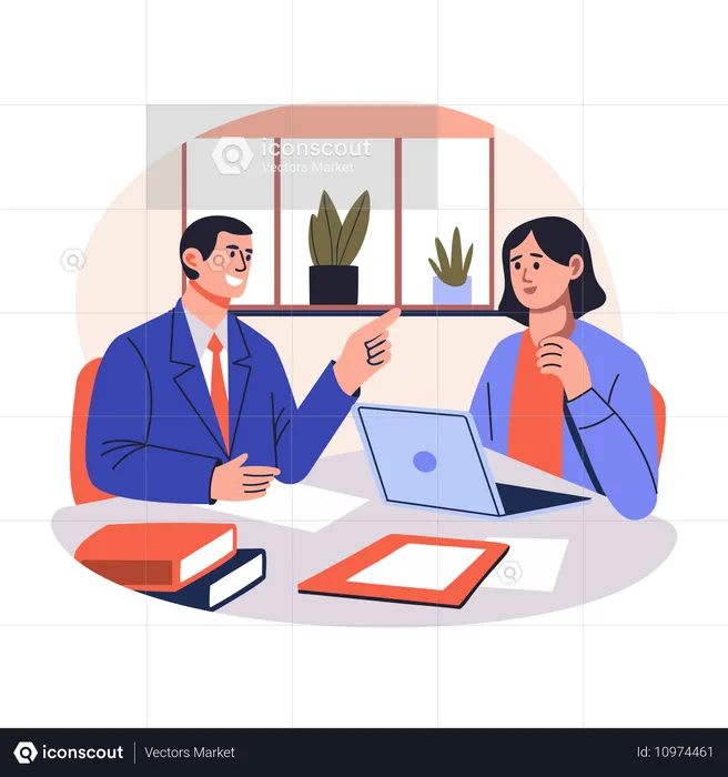 Businessman Sharing Ideas with woman  Illustration