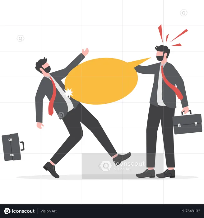 Businessman shout with loud voice to hurt worker  Illustration