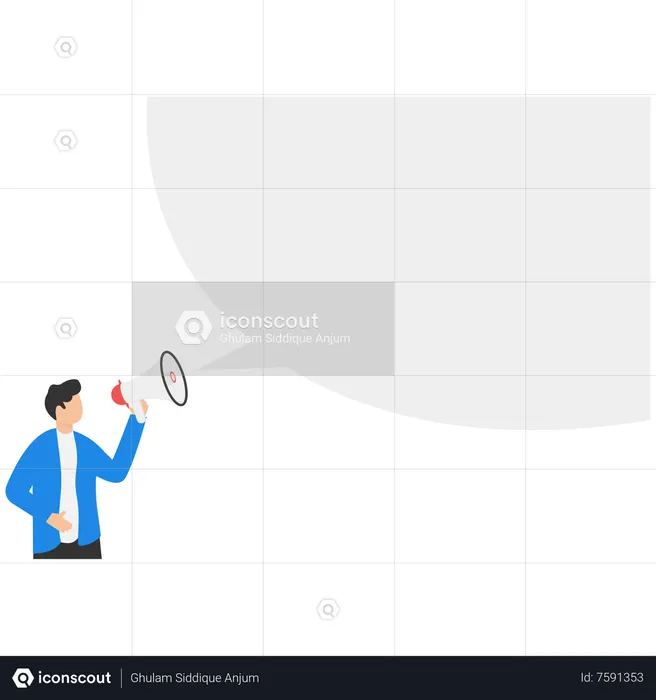 Businessman shouting on megaphone  Illustration