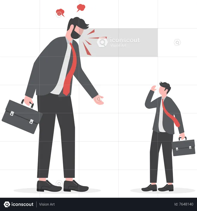 Businessman shouting to sad underperform employee  Illustration