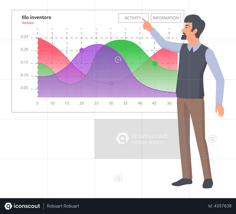 Businessman showing analytics data  Illustration