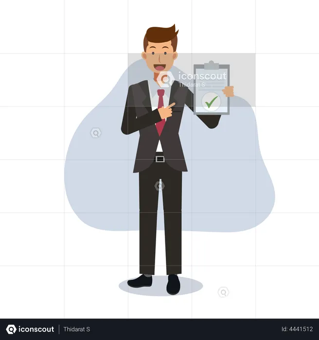 Businessman showing approval document  Illustration