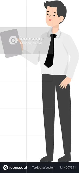 Businessman showing blank paper  Illustration