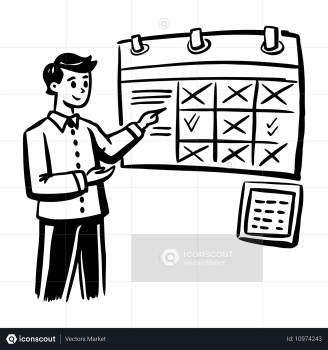 Businessman showing Business Agenda  Illustration