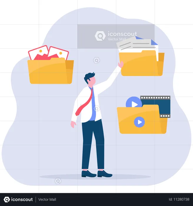 Businessman showing business archive  Illustration