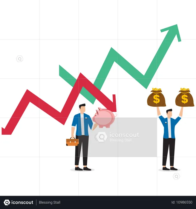 사업 그래프를 보여주는 사업가  일러스트레이션