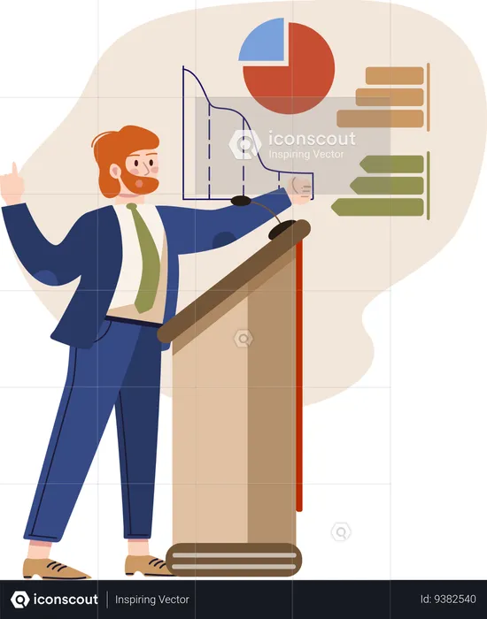 Businessman showing business growth  Illustration
