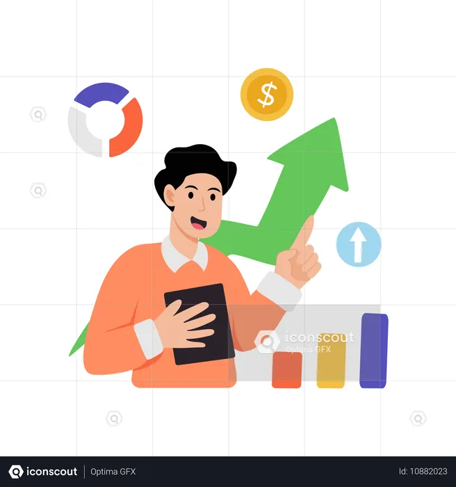 Businessman showing business growth  Illustration