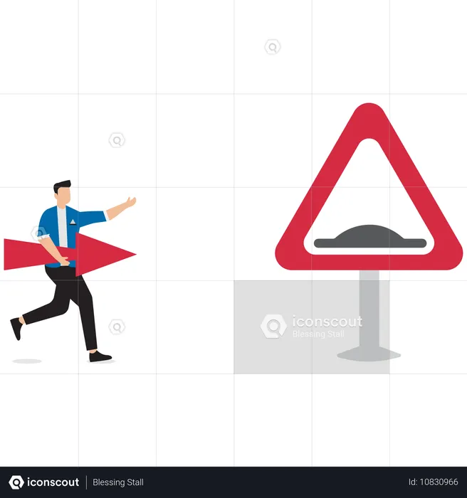 Businessman showing business obstacles  Illustration